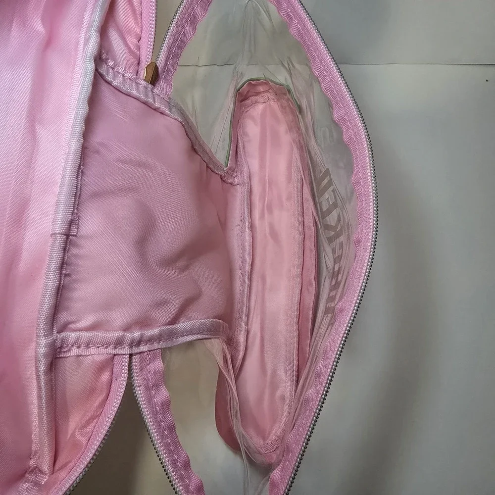 Wicked Pink Green Ombre Clear Cosmetic Travel Bag Organizer Gold Zip
